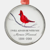 Rode Kardinaal Kerstmis Tribute Herdenking Vogel Metalen Ornament (Voorkant)