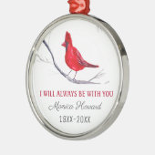 Rode Kardinaal Kerstmis Tribute Herdenking Vogel Metalen Ornament (Links)