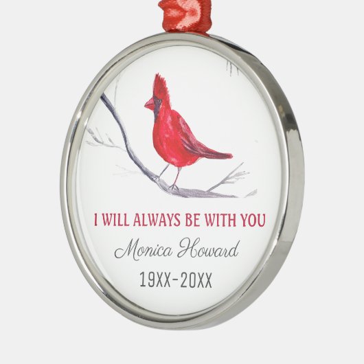 Rode Kardinaal Kerstmis Tribute Herdenking Vogel Metalen Ornament (Links)