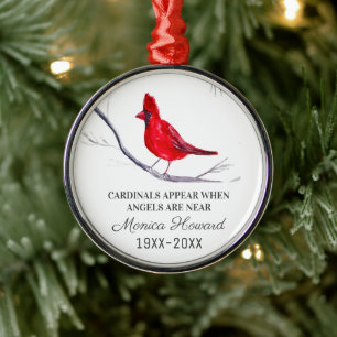 Rode Kardinaal Kerstmis Tribute Herdenking Vogel Metalen Ornament