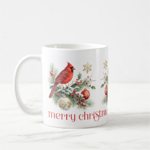 Rode Kardinaal Kerstster Holly Boeket Koffiemok