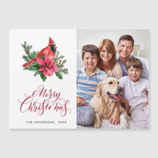 Rode Kardinaal Kerstvakantie Magnetische Kaart (Voorkant)