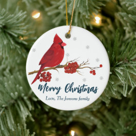 Rode kardinaal kerstversiering keramisch ornament