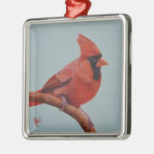 Rode kardinaal kerstversiering metalen ornament (Links)