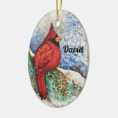 Rode kardinaal kerstvogelvrij wild keramisch ornament (Links)