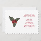Rode Kardinaal Krans Kerst Pot Luck Diner  Kaart (Achterkant)