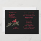 Rode Kardinaal Krans Kerst Pot Luck Diner Kaart (Achterkant)