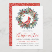 Rode Kardinaal krans Kerstavond Feest Kaart (Voorkant / Achterkant)