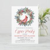 Rode Kardinaal Krans Kerstmis Kantoor Party Kaart (Staand voorkant)