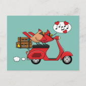 Rode Kardinaal Liefhebbers op Scooter Feestdagenkaart (Voorkant)