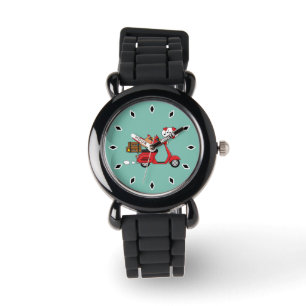 Rode Kardinaal Liefhebbers op Scooter Horloge