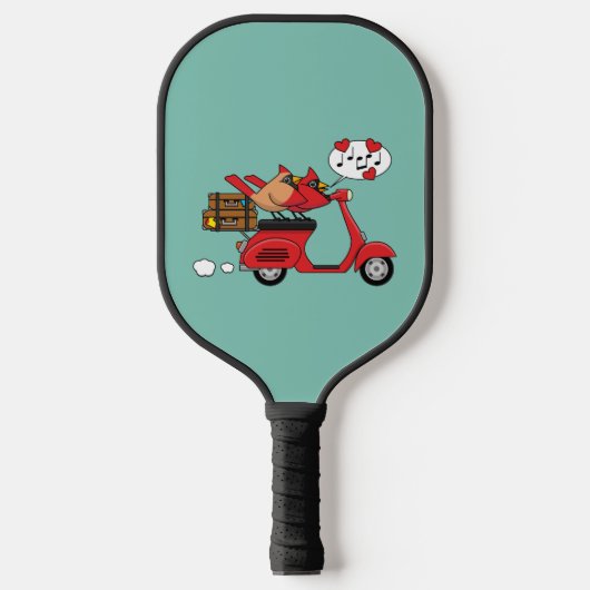 Rode Kardinaal Liefhebbers op Scooter Pickleball Paddle (Voorkant)