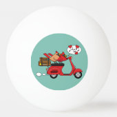 Rode Kardinaal Liefhebbers op Scooter Pingpongbal (Voorkant)