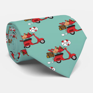 Rode Kardinaal Liefhebbers op Scooter Stropdas