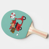 Rode Kardinaal Liefhebbers op Scooter Tafeltennisbatje (Zijkant)