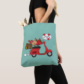 Rode Kardinaal Liefhebbers op Scooter Tote Bag (Dichtbij)