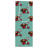 Rode Kardinaal Liefhebbers op Scooter Wijn Cadeautas (Voorkant)