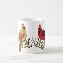 Rode Kardinaal Lovebirds Witte Koffie Mok