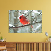 Rode kardinaal (mannelijk) wintergestoord Canvas a (Insitu (Woonkamer))
