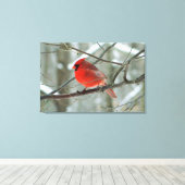 Rode kardinaal (mannelijk) wintergestoord Canvas a (Insitu (Houten vloer))