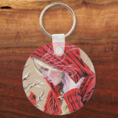 Rode Kardinaal Meisje Kerstvakantie sleutelhanger (Achterkant)