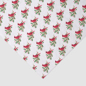 Rode kardinaal met Holly Branch kerstpatroon Tissuepapier (Detail)