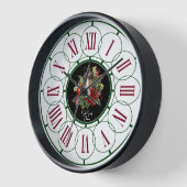 Rode Kardinaal met Holly Kerstmis Wandklok (Hoek)
