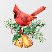 Rode kardinaal met kerstgordels raamsticker (Vel)