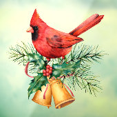 Rode kardinaal met kerstgordels raamsticker (Vel 3)