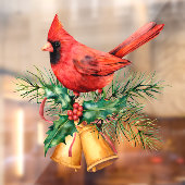 Rode kardinaal met kerstgordels raamsticker (Vel 2)