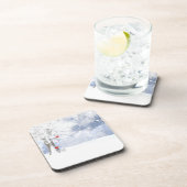 Rode kardinaal met kerstsnowy bomen bier onderzetter (Rechterzijde)