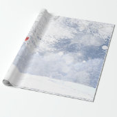 Rode kardinaal met kerstsnowy bomen cadeaupapier (Uitgerold)