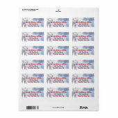 Rode kardinaal met kerstsnowy bomen etiket (Full Sheet)