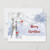 Rode kardinaal met kerstsnowy bomen kaart (Voorkant)