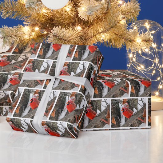 Rode kardinaal met winterPet Cadeaupapier (Feestdagen)