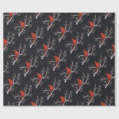 Rode kardinaal met winterrode bessen cadeaupapier (Vlak)