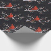 Rode kardinaal met winterrode bessen cadeaupapier (Hoek)