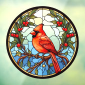 Rode kardinaal neergestreken in een boom faux Glas Raamsticker (Vel 3)