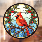 Rode kardinaal neergestreken in een boom faux Glas Raamsticker (Vel 2)