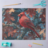 Rode kardinaal neergestreken op tak tissuepapier (Craft)