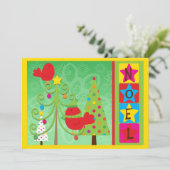  rode kardinaal Noel Holiday Kaart (Staand voorkant)