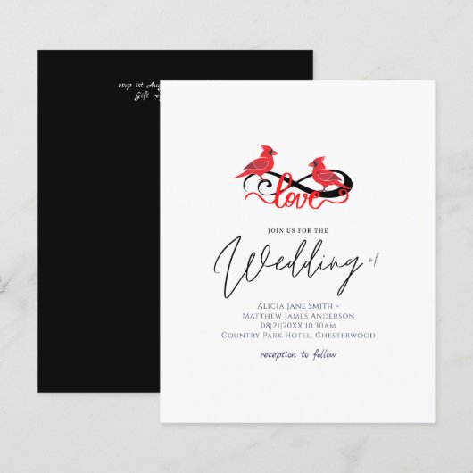 Rode Kardinaal Oneindige Liefde Trouwkaart (Voorkant / Achterkant)