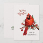 Rode Kardinaal op Bes Tak Kerstkaart (Voorkant / Achterkant)