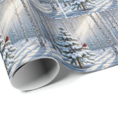 Rode kardinaal op besneeuwde pijnboom cadeaupapier (Rol Hoek)