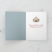 Rode kardinaal op besneeuwde pijnboom kaart (Binnen)