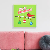 Rode kardinaal op de afdeling van de kerstbal - Me Canvas Afdruk (Insitu (Woonkamer))