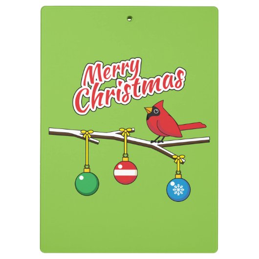 Rode kardinaal op de afdeling van de kerstbal - Me Klembord (Achterkant)