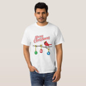 Rode kardinaal op de afdeling van de kerstbal - Me T-shirt (Voorkant volledig)