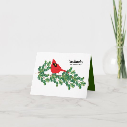 Rode kardinaal op de Bijentrekken Notecard Bedankkaart (Voorkant)