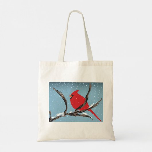 Rode kardinaal op een Canvas tas van de Tak (Achterkant)